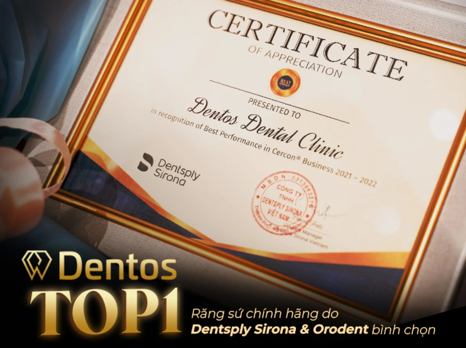 Dentos tự hào được bình chọn là TOP 1 Răng Sứ Chính Hãng